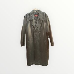 Men’s Leather Coat – Full Length Black (XL, Pre-Loved, Good Condition)
